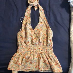 womens halter top- floral print - size small- tags still on